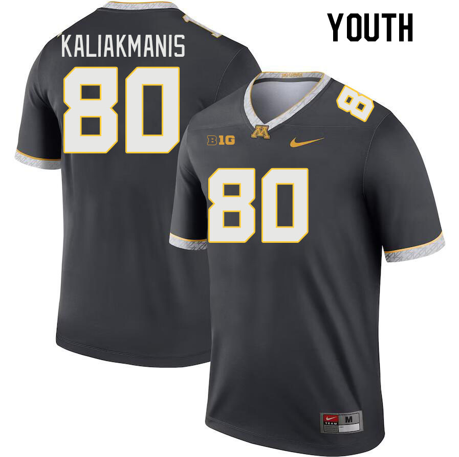 Youth #80 Dino Kaliakmanis Minnesota Golden Gophers College Football Jerseys Stitched-Charcoal - Click Image to Close
